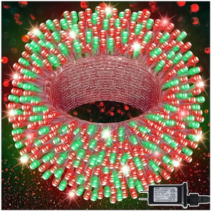 LJLNION 300 LED Christmas Lights, Extra Long 98.5FT Xmas String Lights Outdoor Indoor, 8 Lighting Modes, Plug in Waterproof Fairy Lights for Wedding Party Bedroom Decorations (Red & Green)