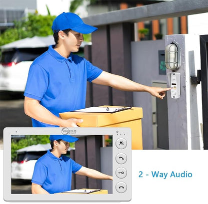 7 Inch Video Apartment Doorbell Intercom System,Two-Way Audio, Infrared Night Vision Function, IP65 Dustproof and Waterproof, Unlocking,90°Wide Angle Lens for Home Villa