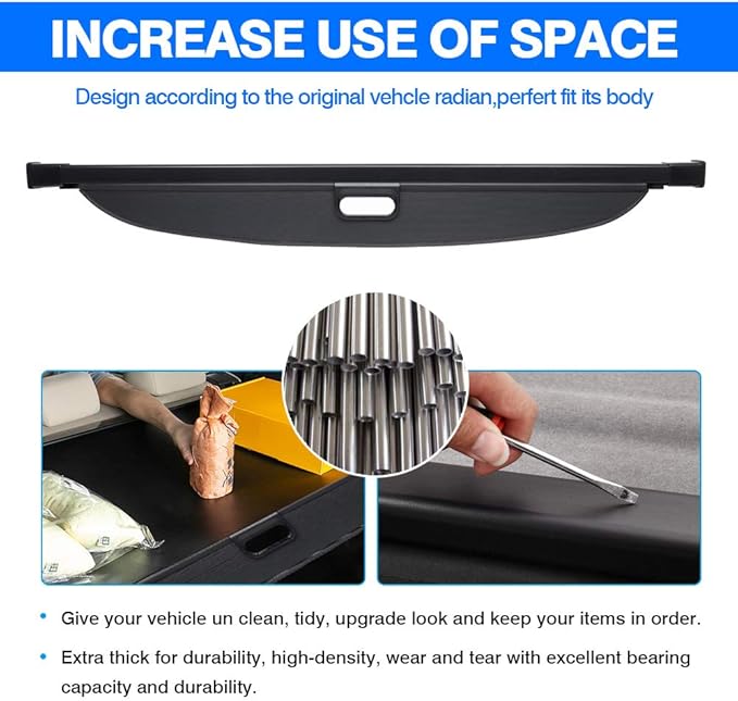 Powerty Retractable Cargo Cover for Mercedes Benz GLE 2016-2019/ Benz ML Series ML350 2012-2015, Canvas Texture Trunk Cover Privacy Screen Rear Security Shade for Benz Accessories(NOT for GLE 43 AMG)