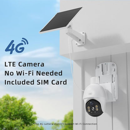 4G LTE Cellular Security Camera Wireless Outdoor,4MP Solar Powered No WiFi Security Camera, Color Night Vision, Smart Detection,Two Way Audio,Local/Cloud Storage(White) (P15N)