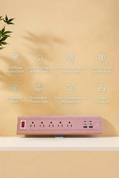 Desk Clamp Power Strip with Nightlight, 40W Fast Charging, 6FT Extension Cord, 4x20W USB-C & 2 USB Ports, 5 AC Outlets, Fits 1.69-Inch Table Edges