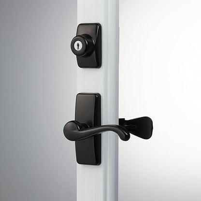 Ideal Security GL Door Lever Set with Keyed Deadbolt Lock for Storm and Screen Doors, Black (4-Piece Set)