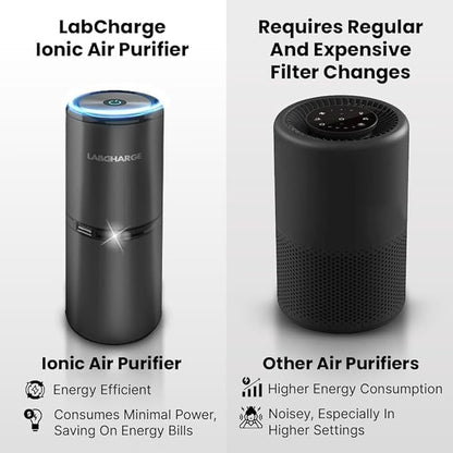 LabCharge Small Ionic Air Purifier for Home & Bedroom – Silent HEPA Filter – Covers 250 Sq Ft - Free Cleaner – Compact & Black Design - Pack of 5