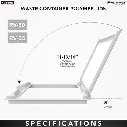 Rev-A-Shelf 35 Qt Under Sink Garbage Can Lid for Base Kitchen and Bathroom Cabinet, Replacement Plastic Trash Bin Lid Only, White, RV-35-LID-1