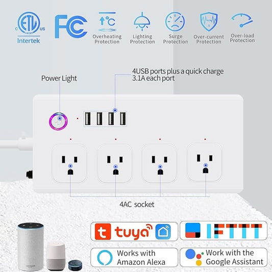 XENON ZigBee Power Strips, Voice/APP/Timer, 4 Individually Controlled Outlets, Compatible with Alexa Google Home, Need ZigBee Gateway Hub