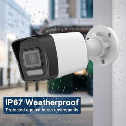 DS-2CD1083G2-LIUF 4K 8MP Smart Hybrid Light IP Bullet PoE Camera, 2.8mm Lens, H.265+, IP67, Human/ Vehicle Detection, Built-in Microphone & card slot (SD Card Not Including), Work with Ⲏіkconnect