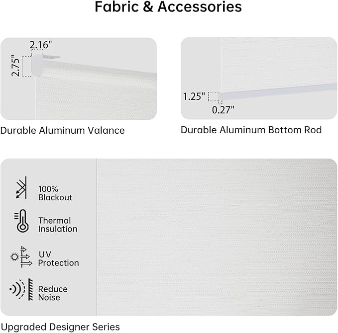 Motorized Coupled Shades, Blackout Smart Blinds for Large Windows Automatic Blinds Compatible with Alexa, Motorized Roller Shades Customized for Bedroom Home Office(Blackout-Jacquard White)