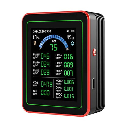 AUNMAS Air Quality Monitor ZN MT32, Multi Parameter with Highly Sensitive Sensors, Data Logging and Analysis, for Home and Office Use