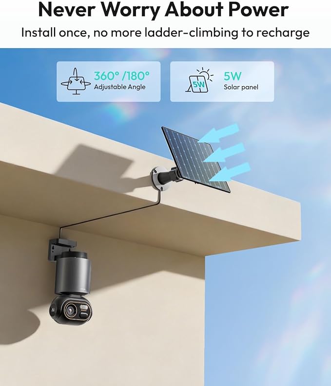 BOTSLAB Security Cameras Wireless Outdoor, 2 Cam-Kit, 4K Color Night Vision, Solar Cameras for Home Security with 360° PT,No Monthly Fee,32GB Local Storage Base Station,Auto Tracking,Easy Installation