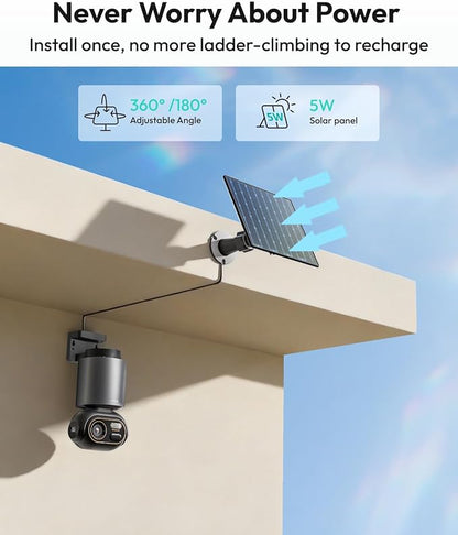 BOTSLAB Security Cameras Wireless Outdoor, 2 Cam-Kit, 4K Color Night Vision, Solar Cameras for Home Security with 360° PT,No Monthly Fee,32GB Local Storage Base Station,Auto Tracking,Easy Installation