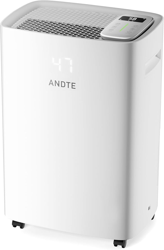 6500 Sq.Ft Dehumidifier for Basement Home, ANDTE 120 Pints Large Room Dehumidifiers Efficient with Drain Hose & 1.32 Gal Tank, Smart Humidity Control, Touch Control Panel, Auto Defrost