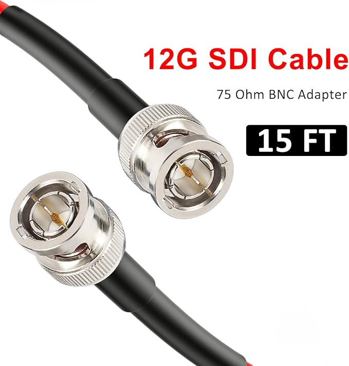 XRDS-RF 12G SDI Cable 15FT, 3G/6G/12G 75ohm RG6 BNC Cable Supports HD-SDI/3G/6G-SDI/4K for Video Security Camera Converter