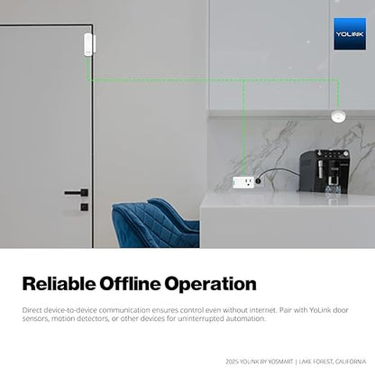 YoLink Plug Mini, Ultra-Compact Smart Outlet with Over-Temperature Protection & Precision Scheduling, 1/4 Mile LoRa Range, Alexa, Google Assistant Integration, Hub Included