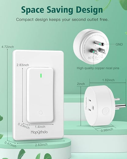 Remote Control Outlet Switch, Removable Buckle Design Wireless Light Switch, No Wiring No WiFi, 300ft RF Range 15A 1500W, Programmable DIY Pairing, for Household Appliances (White)