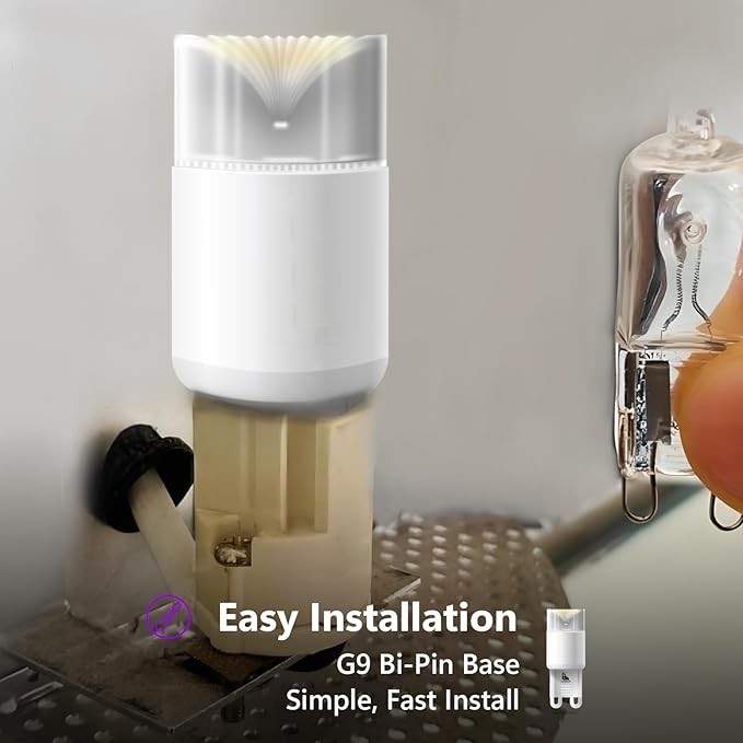 2 Pack G9 LED Bulb Dimmable, 35 Watt Halogen Replacement, Omnidirectional 360° Beam Angle, 93 Ra, 3000K Warm White, G9 for Chandelier/Vanity Light, Over Range Microwaves, Under Cabinet