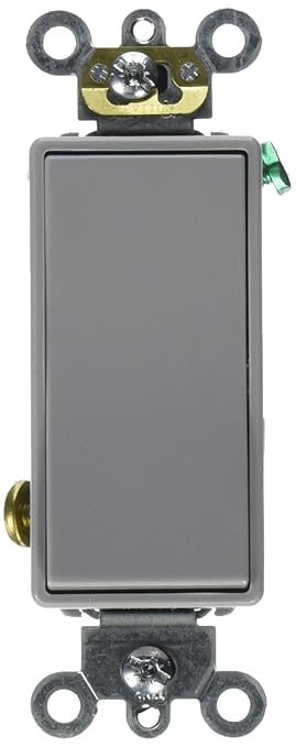 Leviton 15 Amp 120/277V Decora Plus Rocker 3 Way AC Quiet Switch, 5693-2GY, Gray
