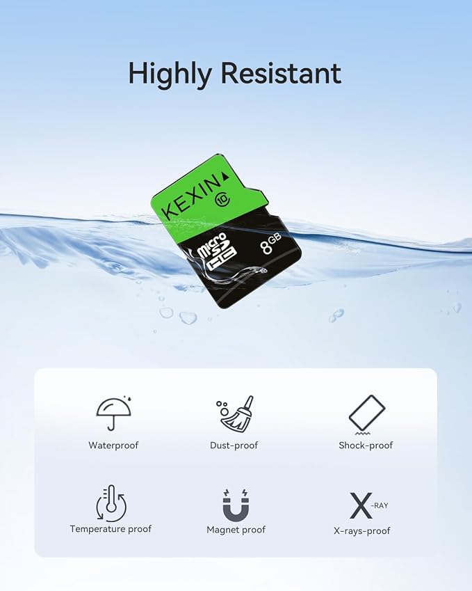 KEXIN 8GB Micro SD Card 5 Pack with SD Adapter microSDHC Memory Card UHS-I C10 Micro SD Card Full HD High Speed TF Card for Smartphone Tablet Action Camera Dash Cam Drone Game Console