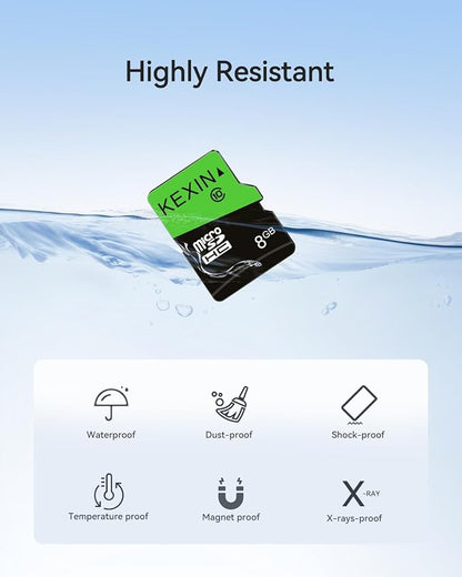KEXIN 8GB Micro SD Card 5 Pack with SD Adapter microSDHC Memory Card UHS-I C10 Micro SD Card Full HD High Speed TF Card for Smartphone Tablet Action Camera Dash Cam Drone Game Console