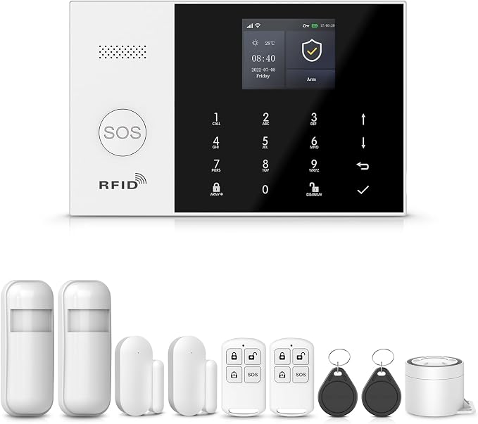 LWOHSI Wireless Alarm System,DIY 4G/WiFi Home Security Systems,Phone APP Alert,Door/Window and Motion Sensors,Remote Control for Home,Apartment,No Contract Fee (10 PCS)
