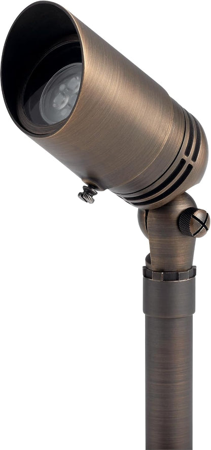 Kichler MR-16 Low Voltage Landscape Spotlight Light, Centennial Brass | Adjustable cowl directs precise uplighting for trees and architectural accents (2.5" x 6"), 15485CBR