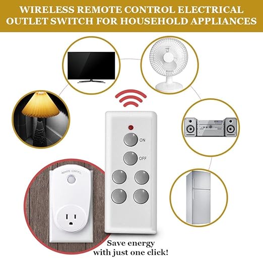 JOR Wireless Remote Control Electrical Outlet Switch, Strong RF Signal Covers 100 Feet Range, White, 1 Pc per Pack