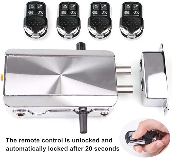 Remote Control Door Lock, Smart Wireless Anti-Theft Lock, Keyless Entry Lock, Intelligent Home Door Lock with 4 Remote Control for Home/Hotel/Apartment (130 x 75 x 37mm, Automatic)