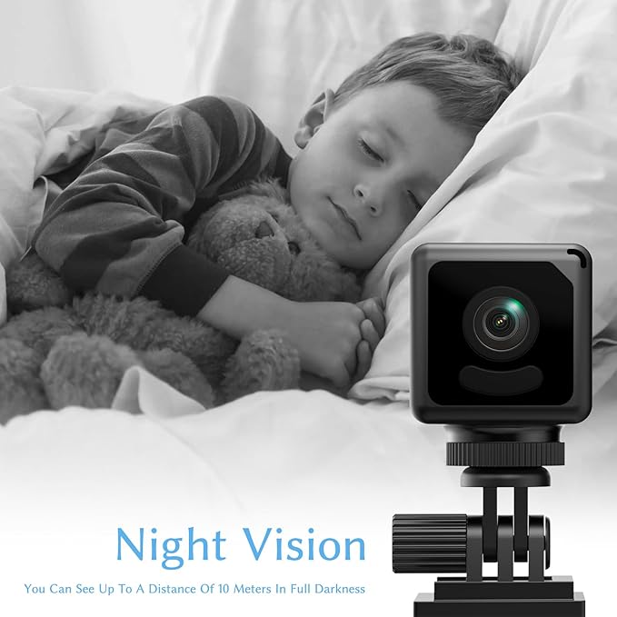Mini Security Camera, Nanny Cam with 150°Rotating Lens, Free Cloud & SD Storage, 4K WiFi Wireless No WiFi Motion Detection, Auto Night Vision