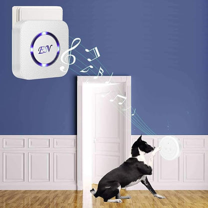 Dog Door Bell, Wireless Dog Doorbells for Potty Training,Doggie Door Bell with Waterproof Touch Button, Dog Bells to Go Outside Included 1 Receiver and 1 Transmitter, White