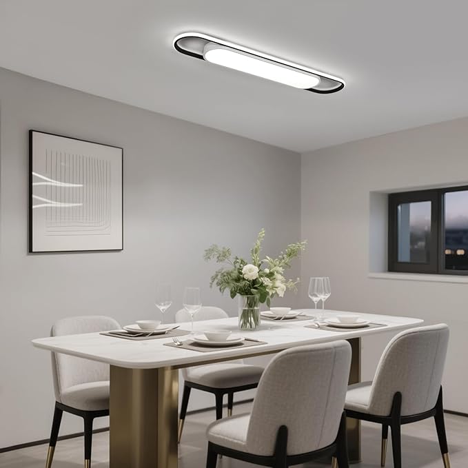 3Ft Cool White Modern LED Ceiling Lighting,50W Metal Linear Ceiling Lamp,6500K High Brightness Simple Long Light for Kitchen Dining Living Room Laundry, Garage Cloakroom Lighting (36.2Inch)