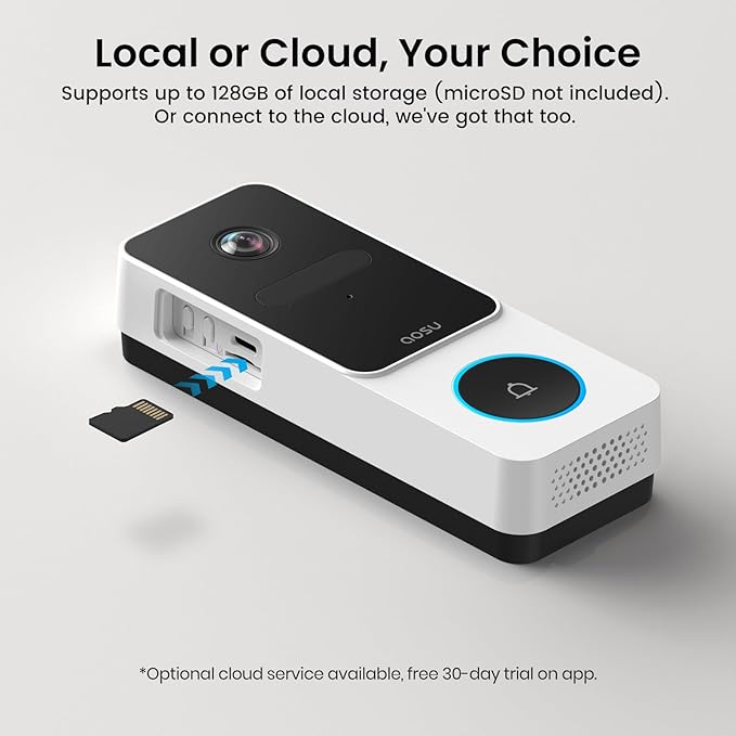 AOSU Outdoor Security Bundle – 6-Cam Wireless Solar Camera Kit with 360° Pan-Tilt + Smart Wireless Video Doorbell with Head-to-Toe View, Package Detection, No Subscription, Works with Alexa & Google A