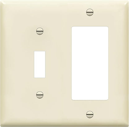 ENERLITES Combination Toggle Switch/Decorator Switch Wall Plate, Size 2-Gang 4.50" x 4.57", Polycarbonate Thermoplastic, 881131-LA, Light Almond