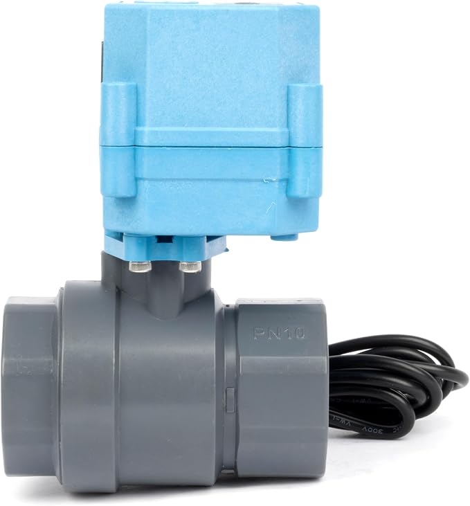 U.S. Solid WiFi Smart Motorized Ball Valve 1 inch NPT for Water Control & Irrigation, 2 Way PVC Electric Valve, USB Powered, LED Status Indicator, Flow Direction Window, Remote On/Off Control