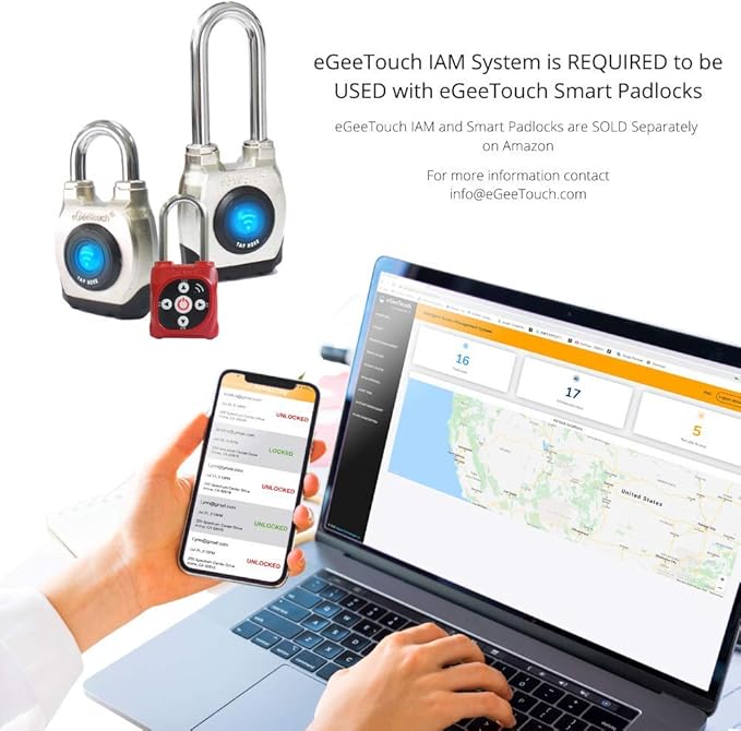 eGeeTouch Intelligent Access Management System to Access & Manage Padlocks & Users, Grant & Revoke Access REMOTELY and Track Access History | 1 Year Subscription (Starter Plan) | 14 Days Free Trial