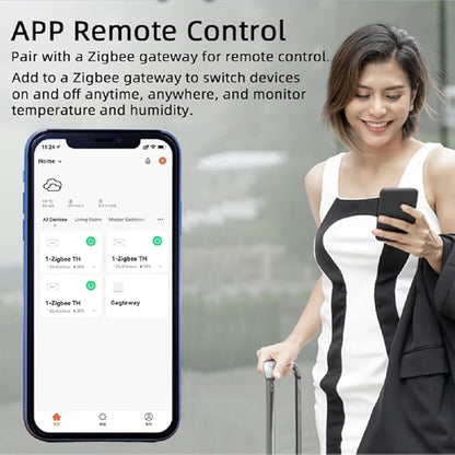 Easy Operation,Zigbee Smart WIFI Temperature Sensor Controller, High Precision Waterproof Probe Sensor, Remote Monitoring, Tuya App Remote 16A Smart Switch (Requires Tuya Zigbee Hub)