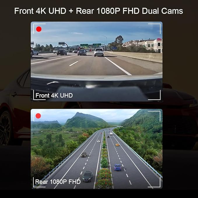 OEM Style Front 4K + Rear 1080p Dash Cam for Toyota Camry 2021 2022 2023 2024 LE L XLE TRD XSE SE Hybrid (Gen8/XV70), OEM Look, 2160P UHD Video， WiFi & APP, Loop Recording, Easy to Use,128G