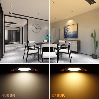 2 Inch LED Downlight, 3W Recessed Lighting Dimmable Ceiling Light Kit, 4000K Natural White, CRI80 Black LED Can Lights with Driver(35W Halogen Equivalent), 6 Pack