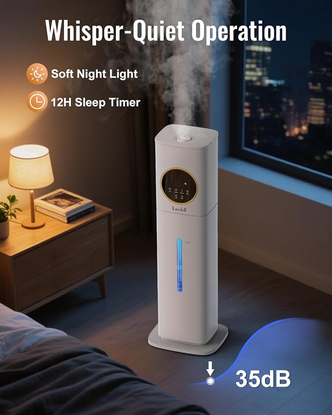 LACIDOLL 8L Humidifier for Bedroom with Night Light Diffuser, White