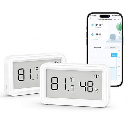 eMylo WiFi Thermometer Hygrometer,Smart Indoor Temperature Humidity Sensor | Remote Monitor Temp/Humidity with Digital Electronic Display, App Notification Alert, Free Data Storage Export, for Home Room