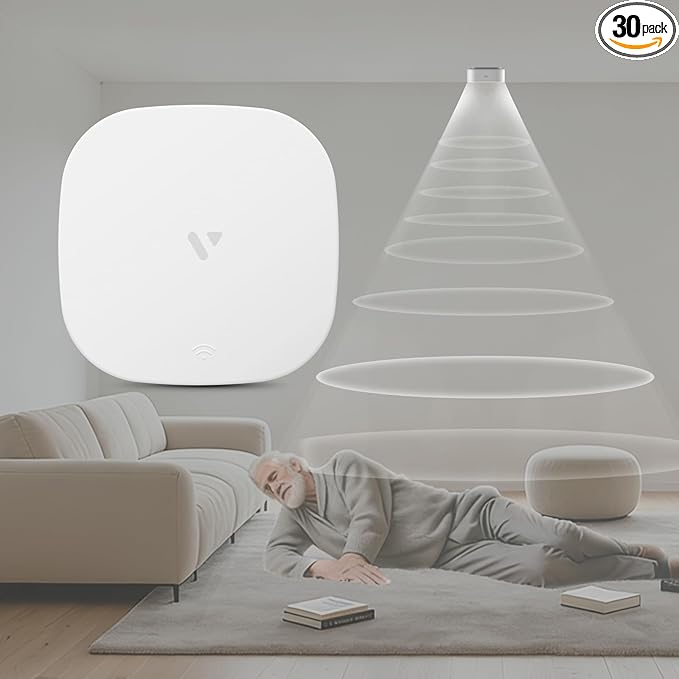 Human Presence Sensor WiFi Motion Detector mmWave Radar Wired Smart Motion Sensor Support Alexa/Google Home 2.4 GHz Wi-Fi Fall Detection for Seniors Privacy-Safe
