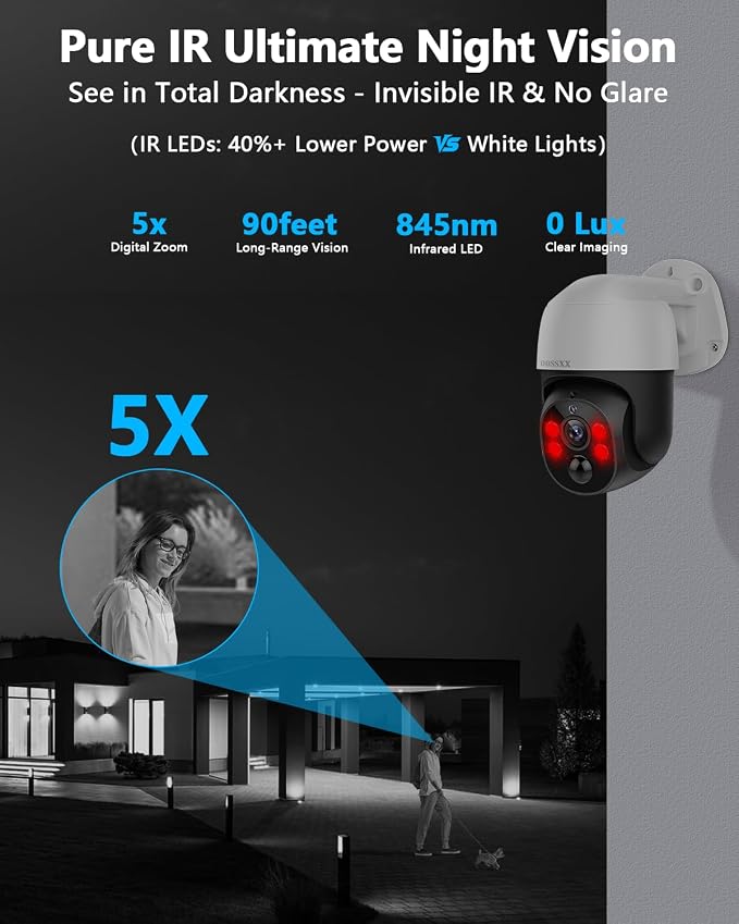 (2026 New) 4K PTZ PoE Wired Security Camera System Outdoor Surveillance | 8CH DVR 2TB HDD, 4 Cameras, Remote Control, No Monthly Fee App, AI Human Detection, Audio Mic, IR Night Vision