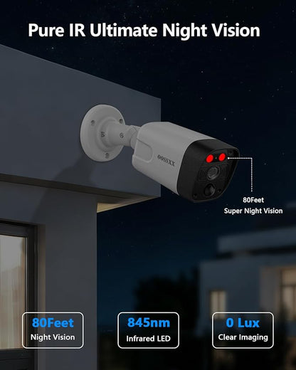 OOSSXX 4K PIR Extend Camera Outdoor Indoor Video Surveillance Security Waterproof Wired POE Camera, Home IP 4K 8MP, Night Vision, Just Extend POE Kits