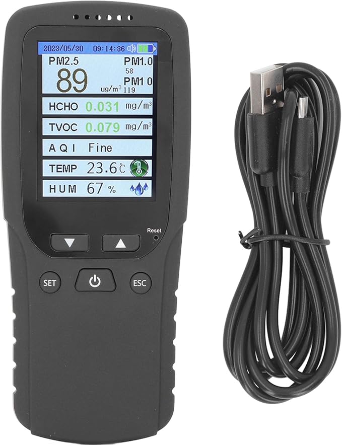 Air Quality Monitor Screen Air Quality Monitor, Air Quality Detector Lcd Pm10 High Precision Pm2.5 Pm1.0 2.8 Inch Dm106 Indoor Air Quality Meters
