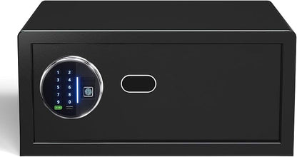 Grimtron 22LB Biometric Dorm Safe with Fingerprint Lock, 3-8 Digit PIN | 1.13 cu.ft. Safe with Silent Mode & LED & Backlit Keypad , 6.7M Combinations, Metal Knob, Removable Shelf & Easy Installation