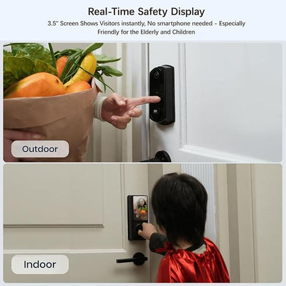 Video Smart Lock S398, 4-in-1 Camera + Video Doorbell + Fingerprint Keyless Door Lock + Indoor Display Monitor, Smart WiFi Deadbolt, App Remote Control, Easy Installation, Chime Included- 2026 Upgrade