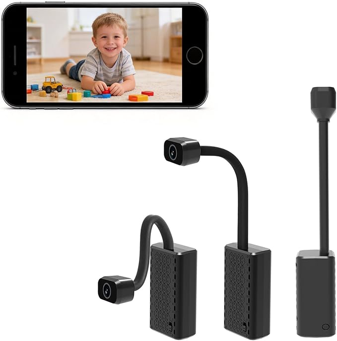 2K Mini Goose-Neck Wireless Security Camera with Magnetic Mount, Built-in Hotspot & Battery, Color Night Vision, Motion Detection, Cloud Storage (W-G2)