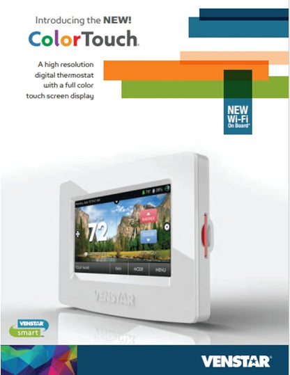 Venstar T7850 ColorTouch - High Res Touch Screen, 7-Day Programmable Thermostat w/WiFi, Alexa Compatible, 4 Heat & 2 Cool Stages, Gas/Electric/Heat Pump, Multi-Language Options, Weather Forecast