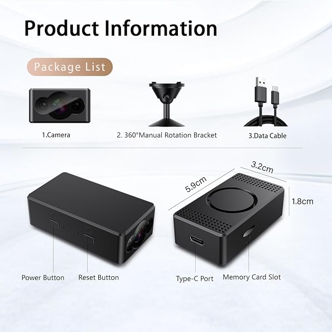 Mini WiFi Camera, Wireless Camera, Nanny Cam for Home, Indoor Security Camera, | True 1080P HD，Bluetooth Fast Pairing | Works with/Without WiFi for Baby/Pet/Nanny Monitoring