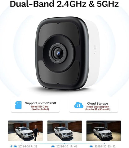 5MP 3K Window Cameras for Home Security, 2.4G 5G WiFi Safeview Window Security Camera with Night Vision Full Color, AI Person & Car Detection, 2 Way Talk, 24/7 Recording, 60S Easy & Quick Install
