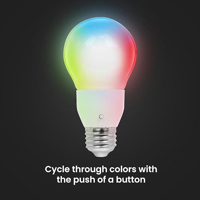 Feit Electric A19 LED Color Changing Bulb, 6 Fun Effects, Smooth Transitions & Flashing Modes, 100,000 Hours Lifespan, Ideal Indoor & Outdoor Party Lighting, A19/LED/PARTY