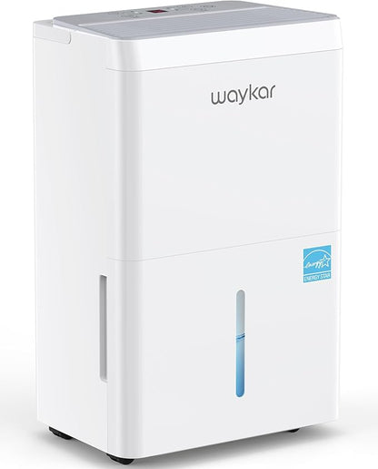 Waykar 150 Pint Energy Star Dehumidifier for Large Rooms up to 7,000 Sq. Ft. for Home, Basement, Commercial, Industrial, with Drain Hose & Tank, Auto Defrost, Ultra Quiet, Smart Auto Comfort Mode